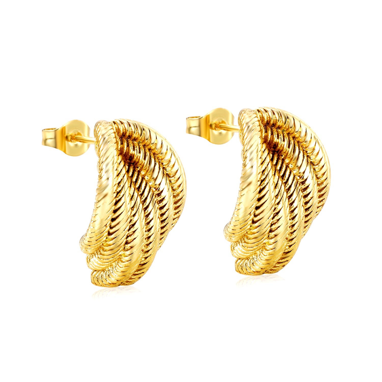 13.5*21mm 6 lines twisted earrings gold color asonjewelry